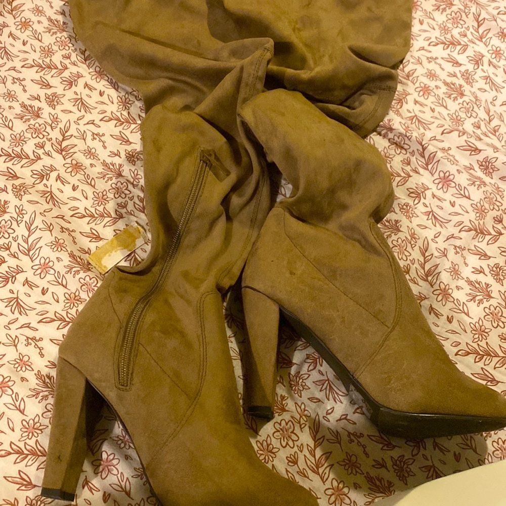 Steve Madden over the knee suede boots taupe color